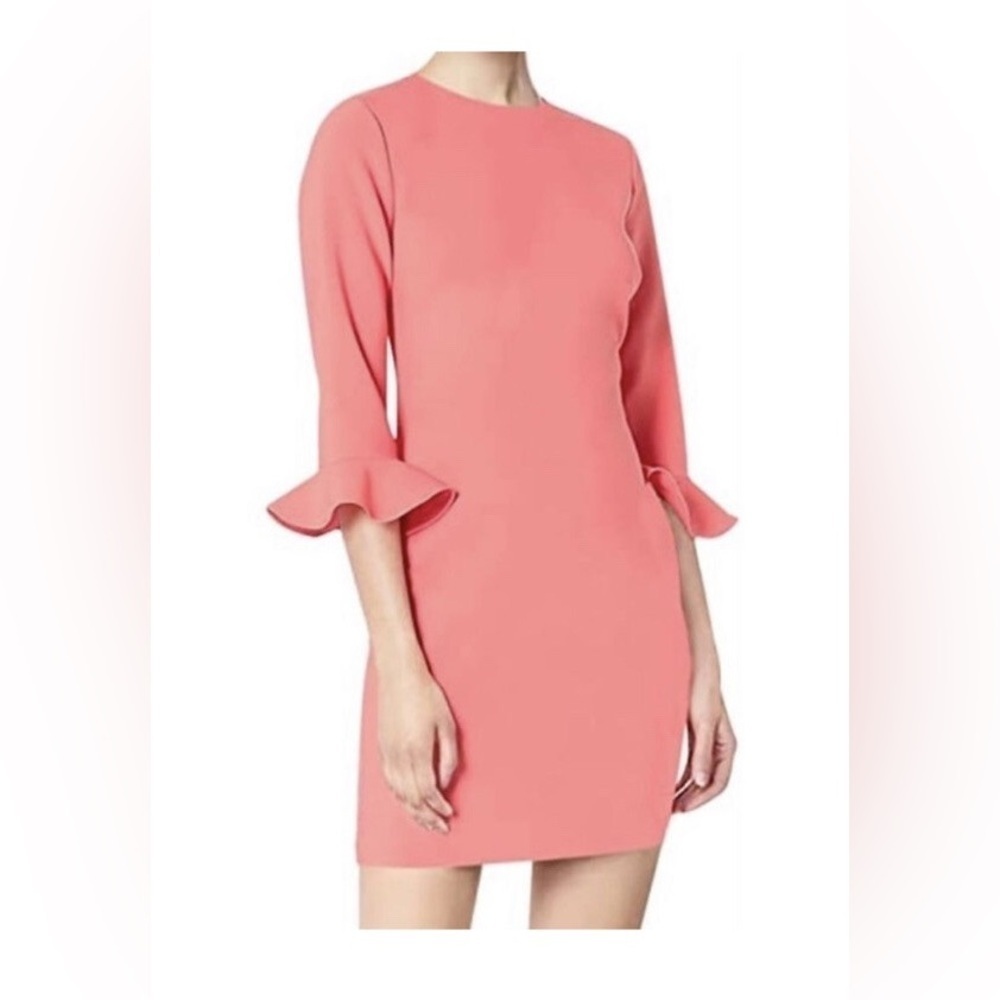 Likely Barbie Pink Bedford Bell Sleeve Sheath Dress